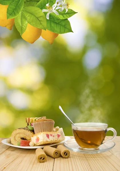 紅茶とクッキーのクローズ アップのイメージ — ストック写真