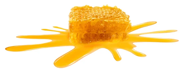 Imagen aislada de miel y panal de abeja de primer plano —  Fotos de Stock