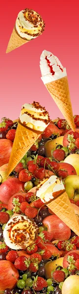 Immagine di frutta e gelato primo piano — Foto Stock