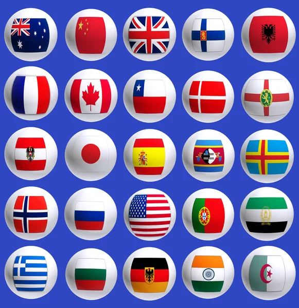 Immagine di bandiere di diversi paesi su un globo — Foto Stock