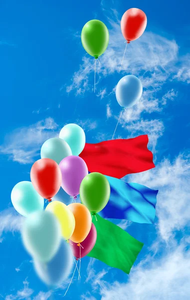 Bilden av ballonger i sky närbild — Stockfoto