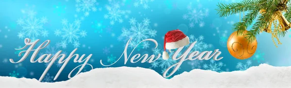 Image Beautiful Festive Designer Christmas Decorations Happy New Year Greeting — Stock Photo, Image