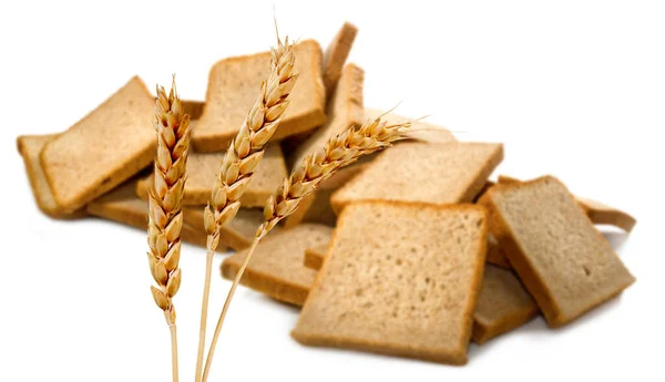 Isoliertes Bild Eines Haufens Brot Auf Weißem Hintergrund — Stockfoto