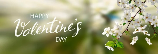 Happy Valentine's Day. Romantic banner. Decoration of beautiful flowers