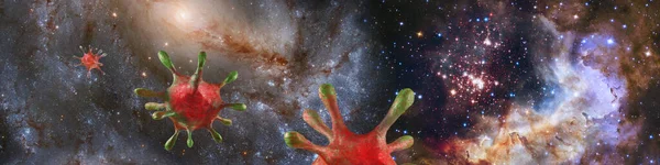 Dış Uzayın Arka Planında Biçimlendirilmiş Virüslerin Görüntüsü Görüntünün Elementleri Nasa — Stok fotoğraf