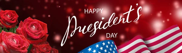 Postcard Holiday President Day Image Flag America Congratulatory Inscription — Stock Photo, Image