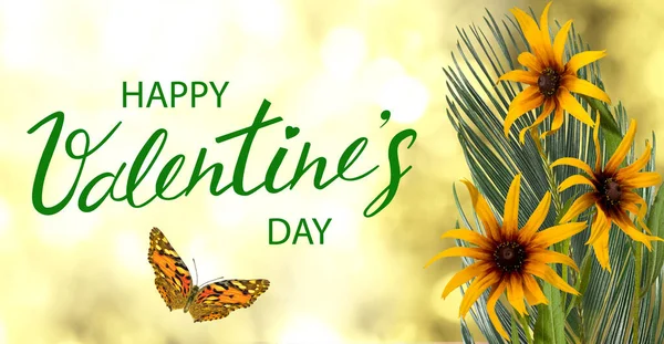 Happy Valentine\'s Day. Romantic banner. Decoration of beautiful flowers