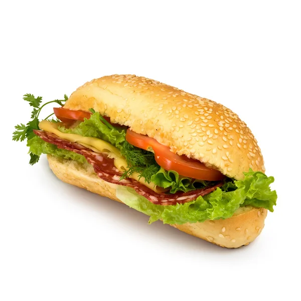 Beyaz zemin üzerinde sandviç — Stok fotoğraf