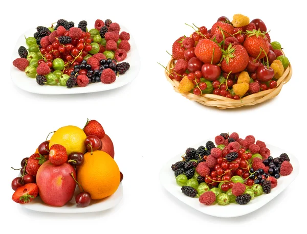 Fruits and berries in a plate — Stock Photo, Image
