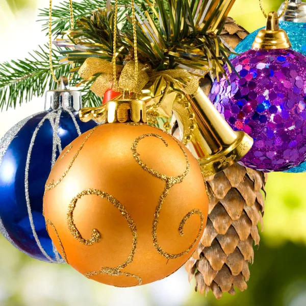 Beautiful colorful Christmas decorations closeup — Stock Photo, Image