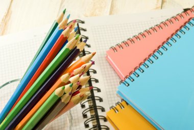 birçok defter ve kalem portre resim
