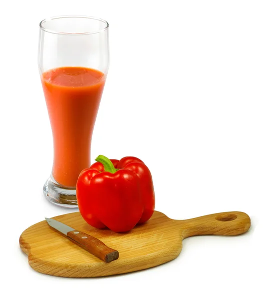 Immagine di pomodori e un bicchiere di succo — Foto Stock