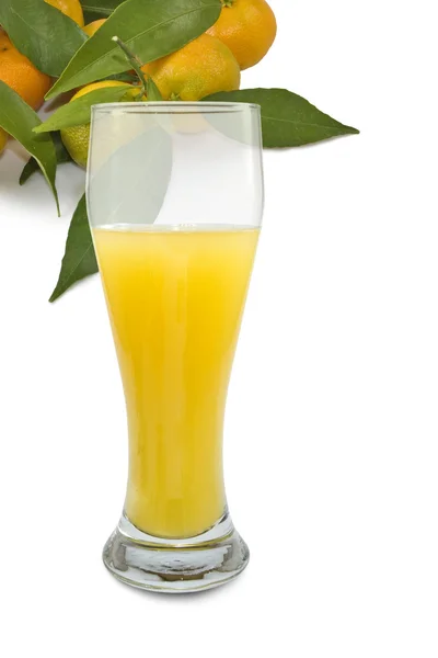 Glass of juice and tangerine — Stock Photo, Image