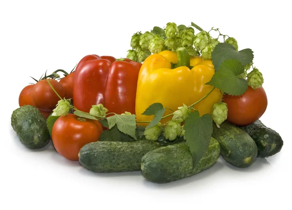 Verduras en el plato sobre un fondo blanco primer plano — Foto de Stock