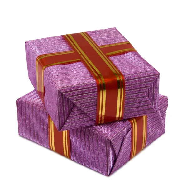 Two gift boxes on a white background closeup — Stock Photo, Image