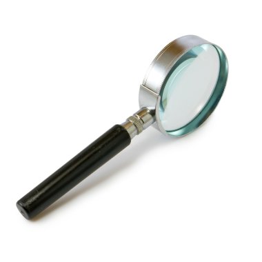 Beyaz arkaplanda büyüteç