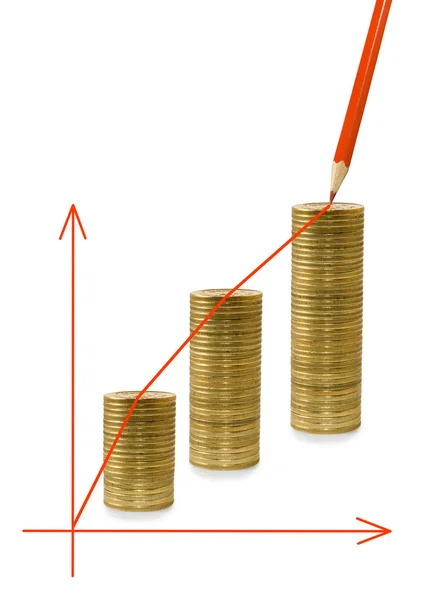 Primer plano de monedas y diagrama —  Fotos de Stock