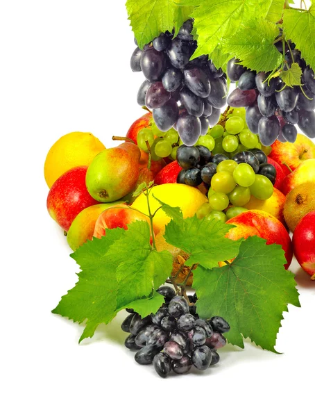 Frutas diferentes em um fundo branco closeup — Fotografia de Stock
