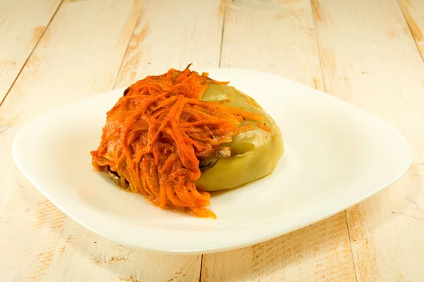 Delicious stuffed peppers on a plate closeup — Stock Photo, Image