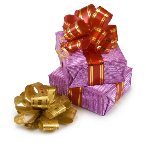 Two gift boxes on a white background closeup — Stock Photo, Image