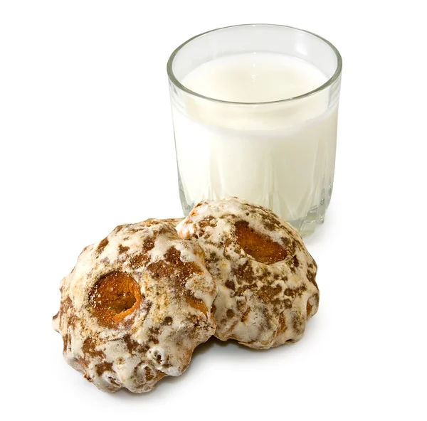 Milk and cookies on a white background — Stock Photo, Image