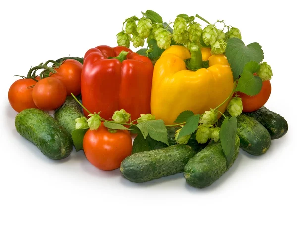 Verduras en el plato sobre fondo blanco — Foto de Stock