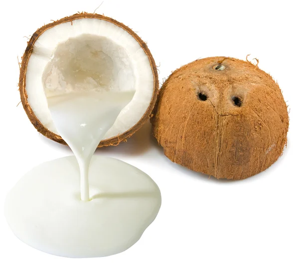 Izolované obrázek z kokosu a kokosovým mlékem — Stock fotografie