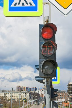 trafik ışığı sokak arka plan üzerinde