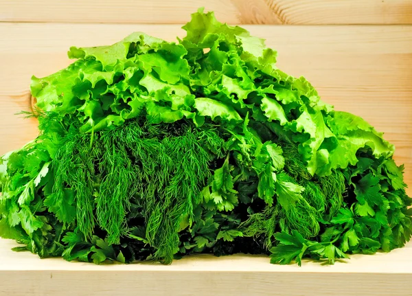 Image of herbs on a wooden table — Stock Photo, Image