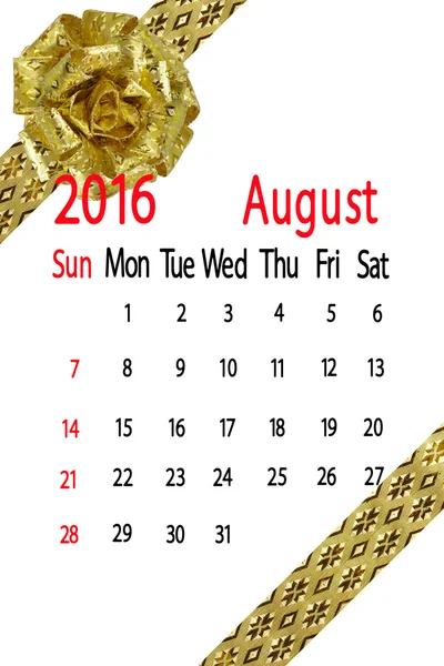 Calendar for the month of august — Stock Photo, Image