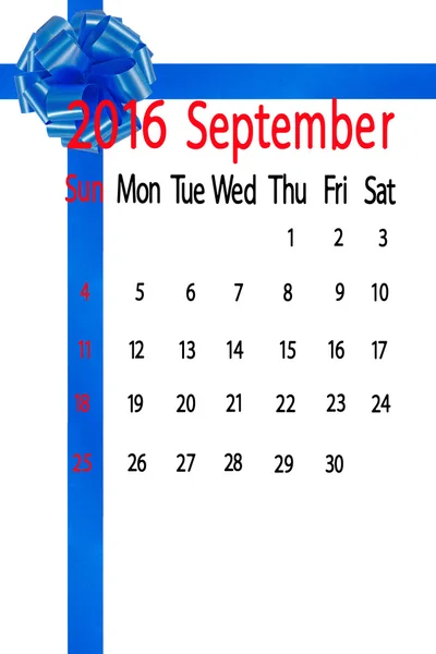 Calendar for the month of september — Stock Photo, Image