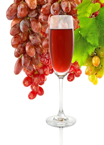 Image of a glass of wine and grapes — Stock Photo, Image