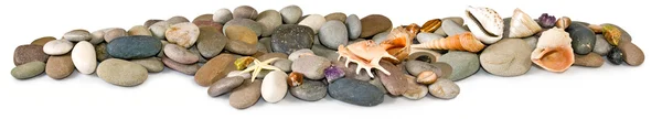 Isolated image of many stones and sea shells — Stock Photo, Image