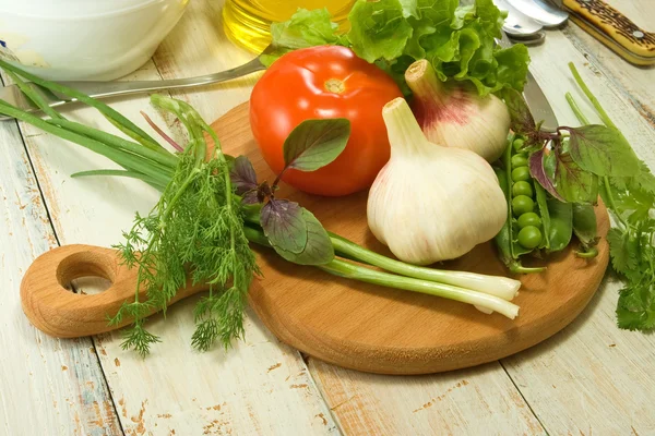 Herbes et légumes gros plan — Photo