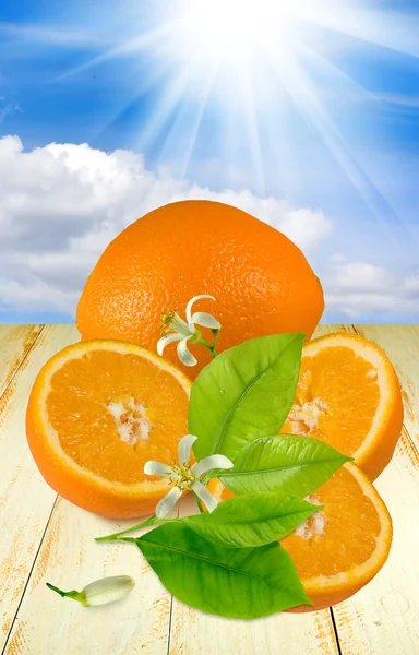 Imagen de naranjas sobre la mesa — Foto de Stock