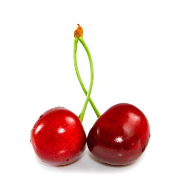 Beyaz bir arka planda Olgun Kiraz