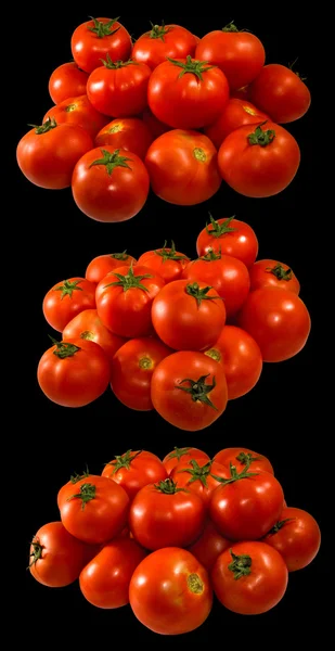 Siyah arkaplanda domatesler — Stok fotoğraf