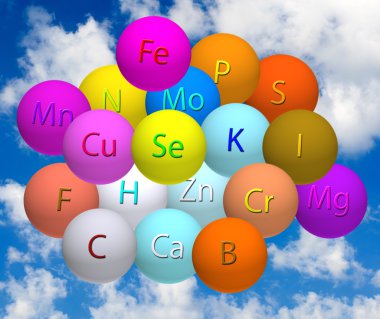 stilize topları gökyüzüne karşı vitaminler ile