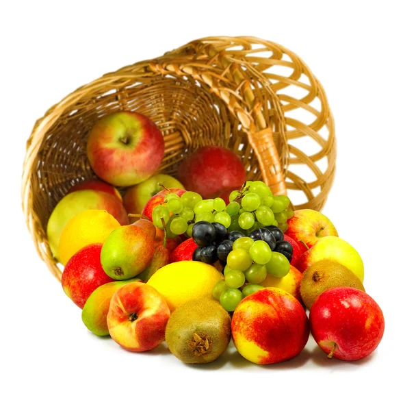 Isolated image of different fruits in a basket close up — Stock Photo, Image