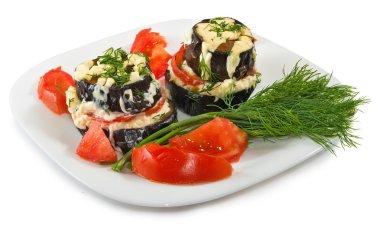 görüntü üzerinde bir beyaz arka plan cl fırında patlıcan