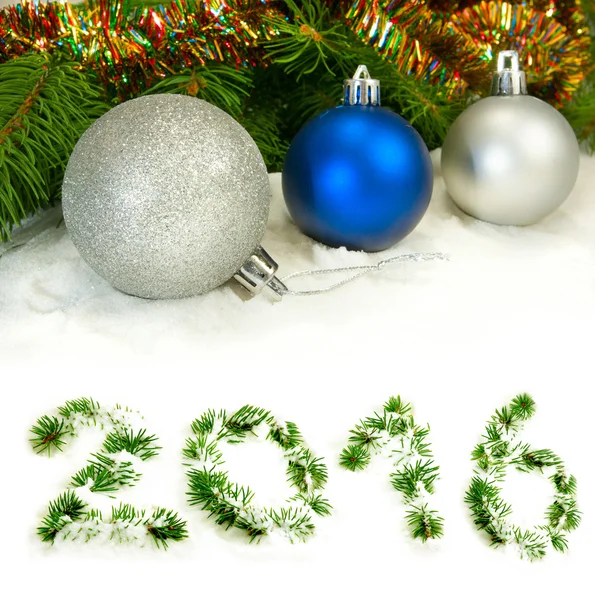 2016 calendar.Image de las bolas de Navidad — Foto de Stock