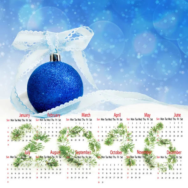 2016 calendar.Image of Christmas decorations closeup — Stock Photo, Image