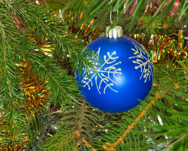 Christmas decorations on Christmas tree background — Stock Photo, Image