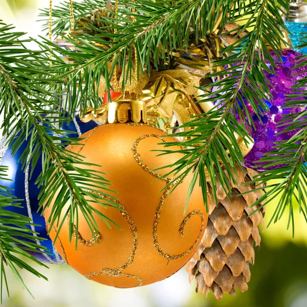 Image of Christmas decorations on the Christmas tree close-up — Stock Photo, Image