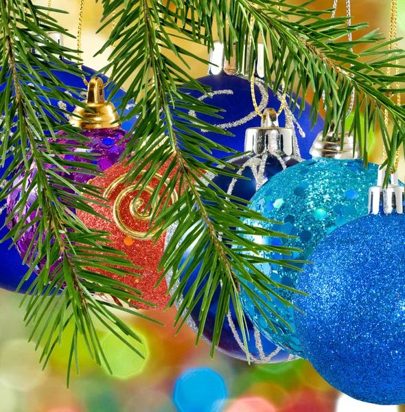 Image of christmas balls on the christmas tree closeup — Stock Photo, Image