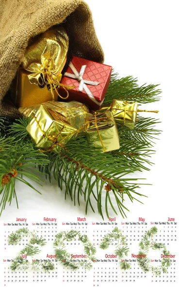 Calendrier 2016. Image des décorations de Noël close-up — Photo