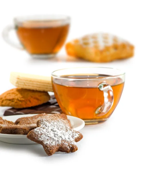 Tasse de thé et biscuits — Photo