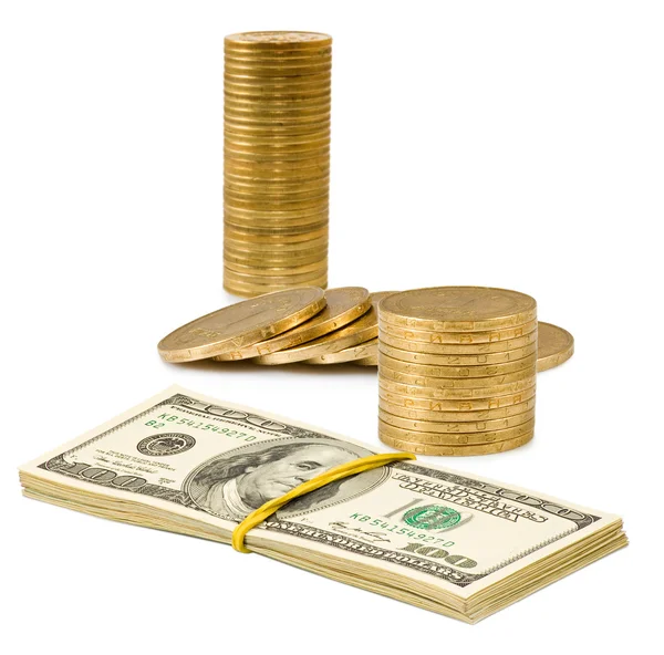 Image of money on a white background closeup — Stock Photo, Image