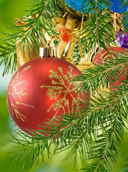 Image of Christmas decorations on the Christmas tree close-up — Stock Photo, Image