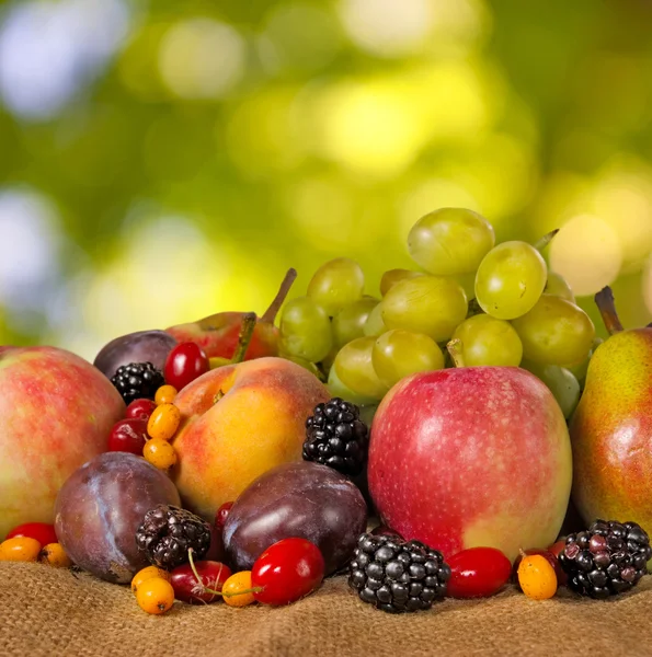 Many fruits and berries close-up — Stock Photo, Image